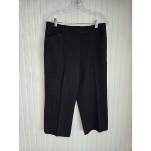 Style&co. Pants Womens 10P Black Pinstripe Stretch Capri Straight Leg Work